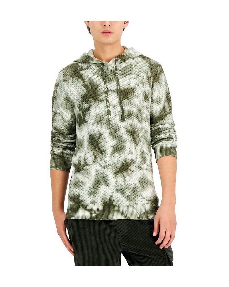 Men's Tie Dye Hoodie Sweater Green $20.26 Sweaters