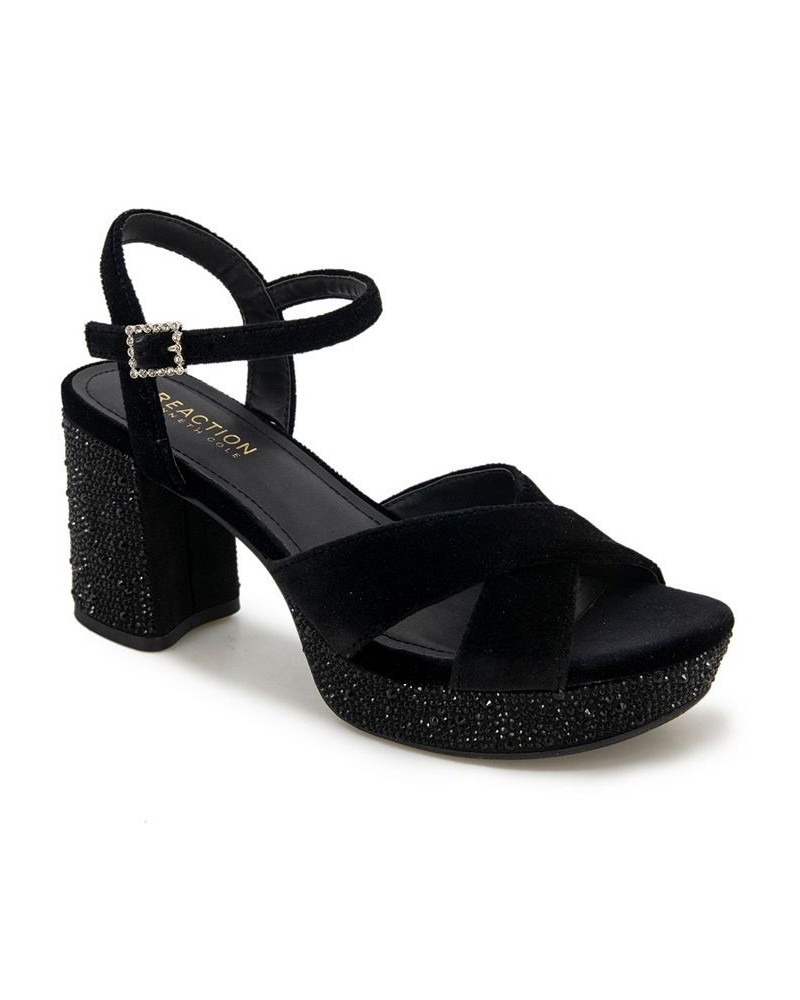 Women's Reeva Criss-Cross Platform Dress Sandals Black $32.70 Shoes