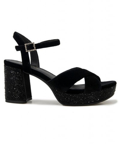 Women's Reeva Criss-Cross Platform Dress Sandals Black $32.70 Shoes