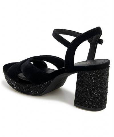 Women's Reeva Criss-Cross Platform Dress Sandals Black $32.70 Shoes