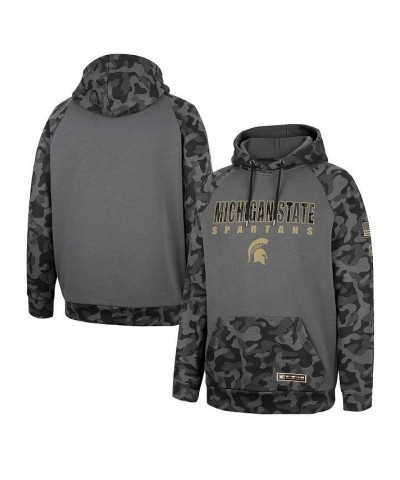 Men's Charcoal Michigan State Spartans OHT Military-Inspired Appreciation Camo Stack Raglan Pullover Hoodie $26.00 Sweatshirt