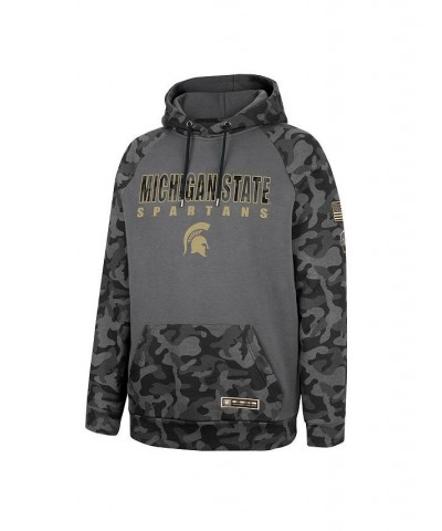 Men's Charcoal Michigan State Spartans OHT Military-Inspired Appreciation Camo Stack Raglan Pullover Hoodie $26.00 Sweatshirt