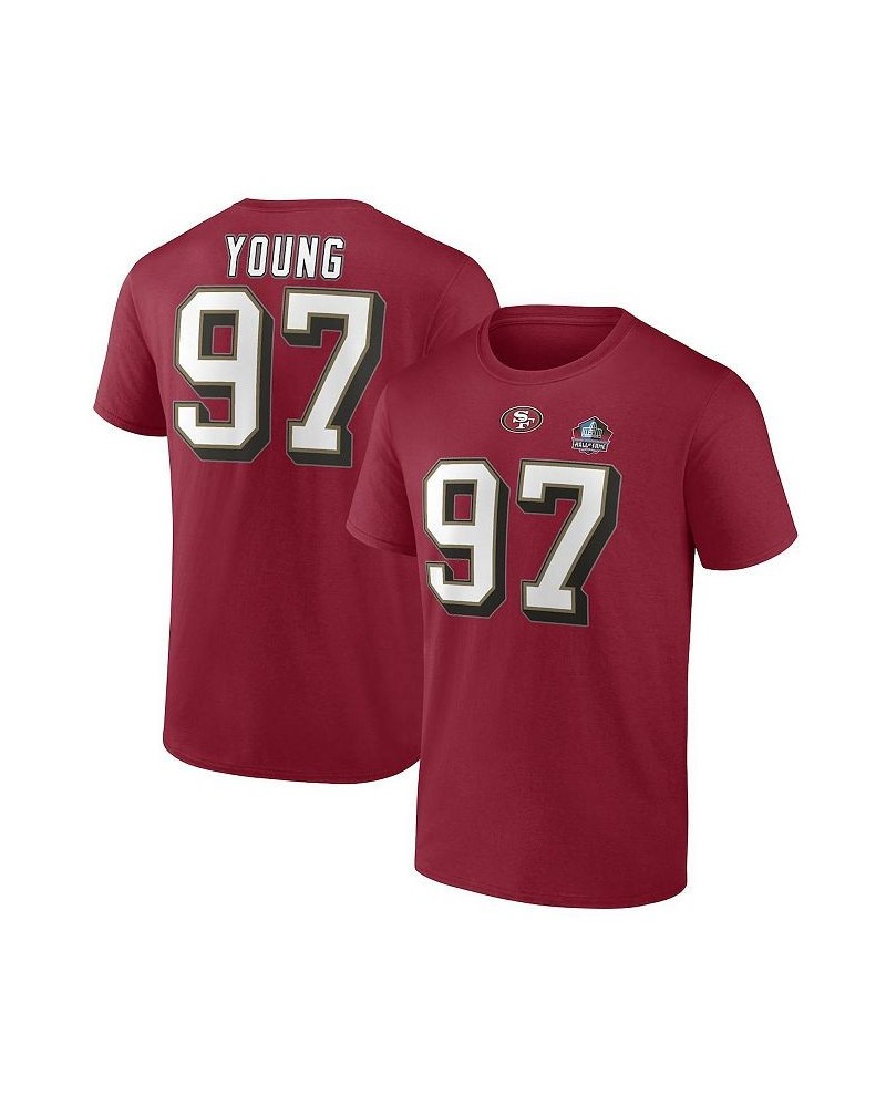 Men's Branded Bryant Young Scarlet San Francisco 49ers Hall of Fame Name and Number T-shirt $20.25 T-Shirts