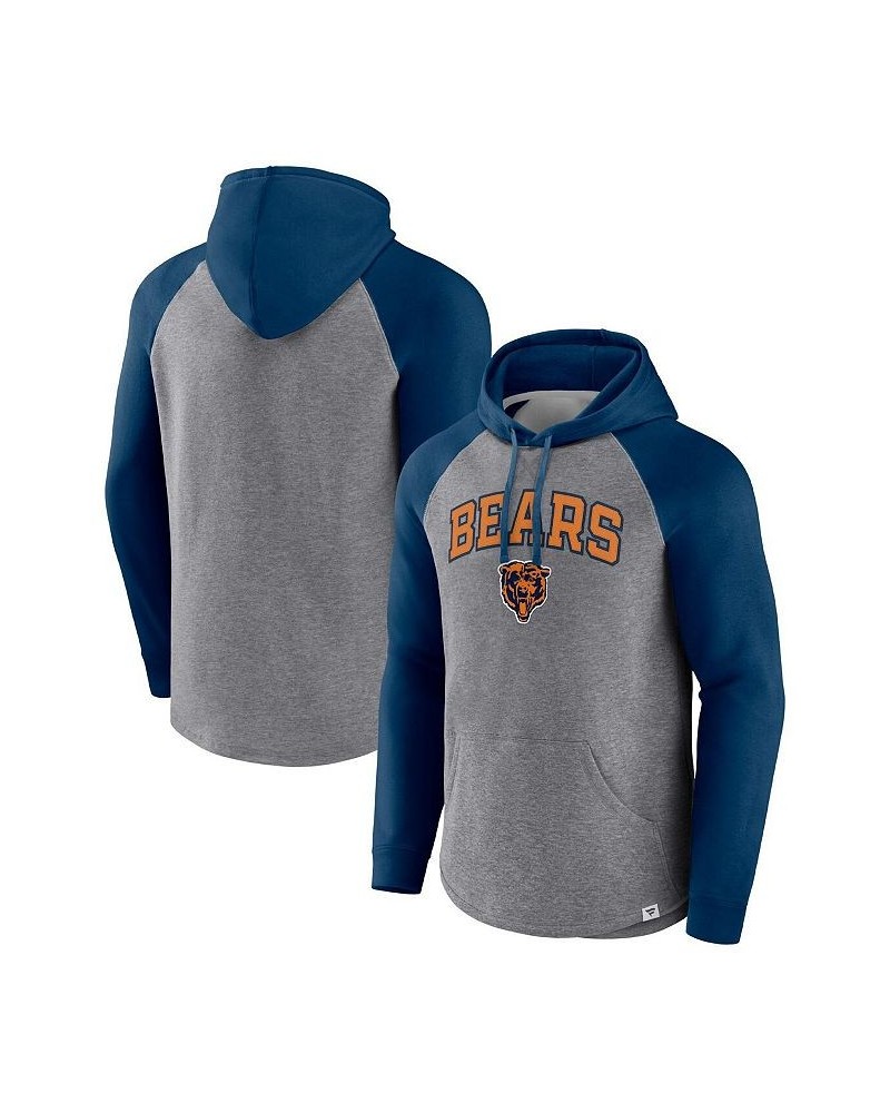 Men's Branded Heathered Gray, Navy Chicago Bears By Design Raglan Pullover Hoodie $39.20 Sweatshirt