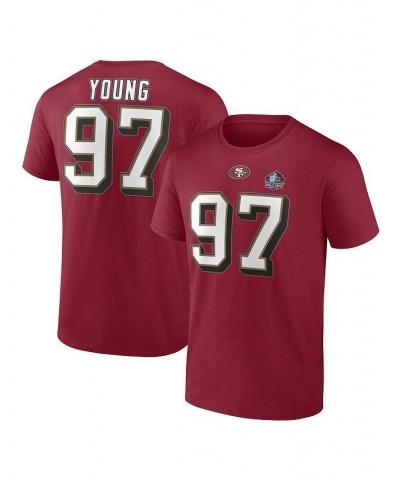 Men's Branded Bryant Young Scarlet San Francisco 49ers Hall of Fame Name and Number T-shirt $20.25 T-Shirts