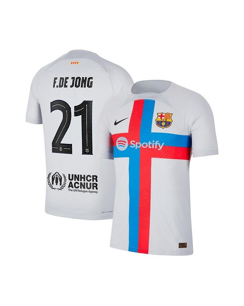 Men's Frenkie de Jong Gray Barcelona 2022/23 Third Vapor Match Authentic Player Jersey $92.45 Jersey