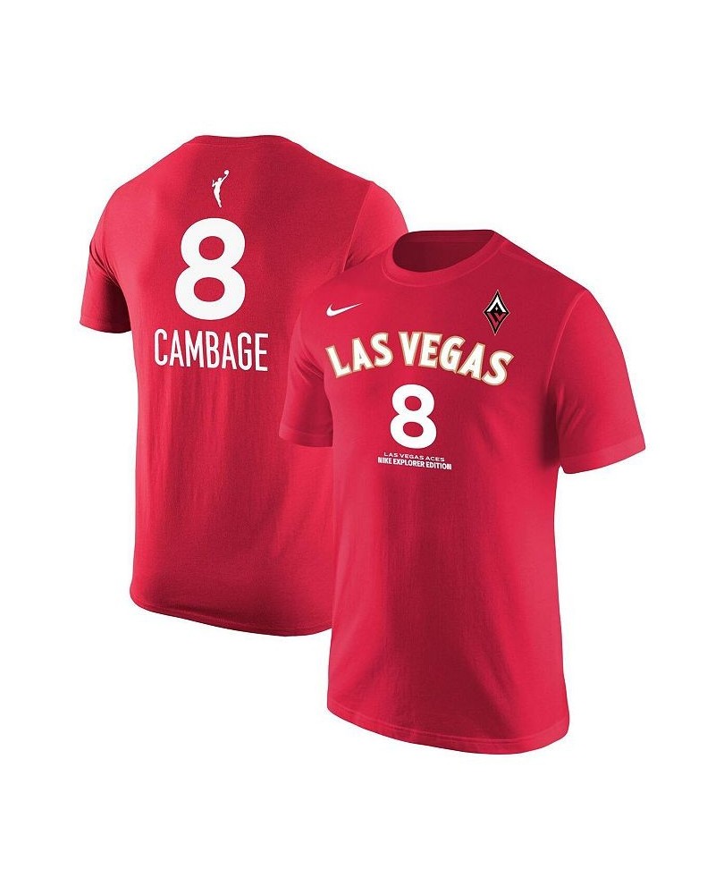 Men's Liz Cambage Red Las Vegas Aces Explorer Edition Name Number T-shirt $14.76 T-Shirts