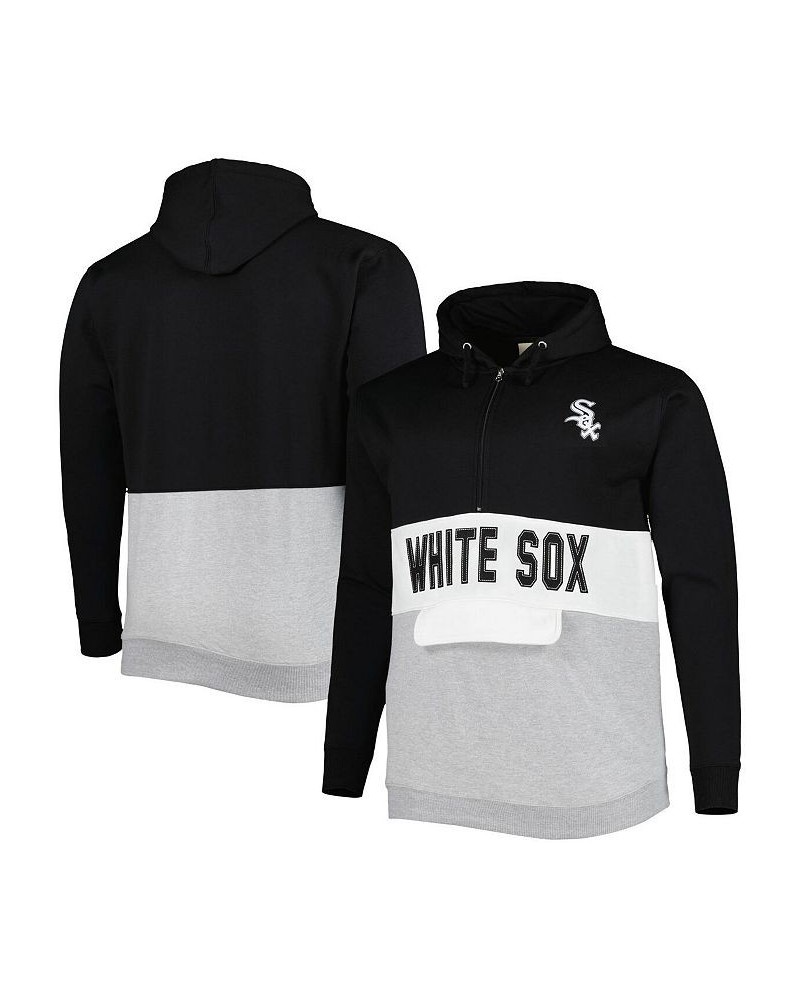 Men's Black and White Chicago White Sox Big and Tall Fleece Half-Zip Hoodie $40.79 Sweatshirt