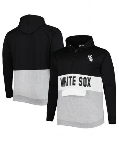 Men's Black and White Chicago White Sox Big and Tall Fleece Half-Zip Hoodie $40.79 Sweatshirt