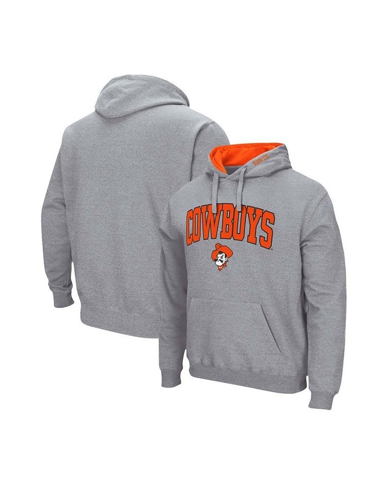 Men's Heathered Gray Oklahoma State Cowboys Arch Logo 3.0 Pullover Hoodie $23.50 Sweatshirt