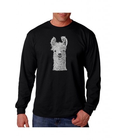 Men's Word Art Long Sleeve T-Shirt- Llama Black $18.00 T-Shirts