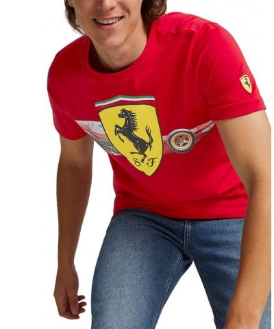 Men's Ferrari Race Heritage Big Shield Short-Sleeve Crewneck T-Shirt Red $29.40 T-Shirts