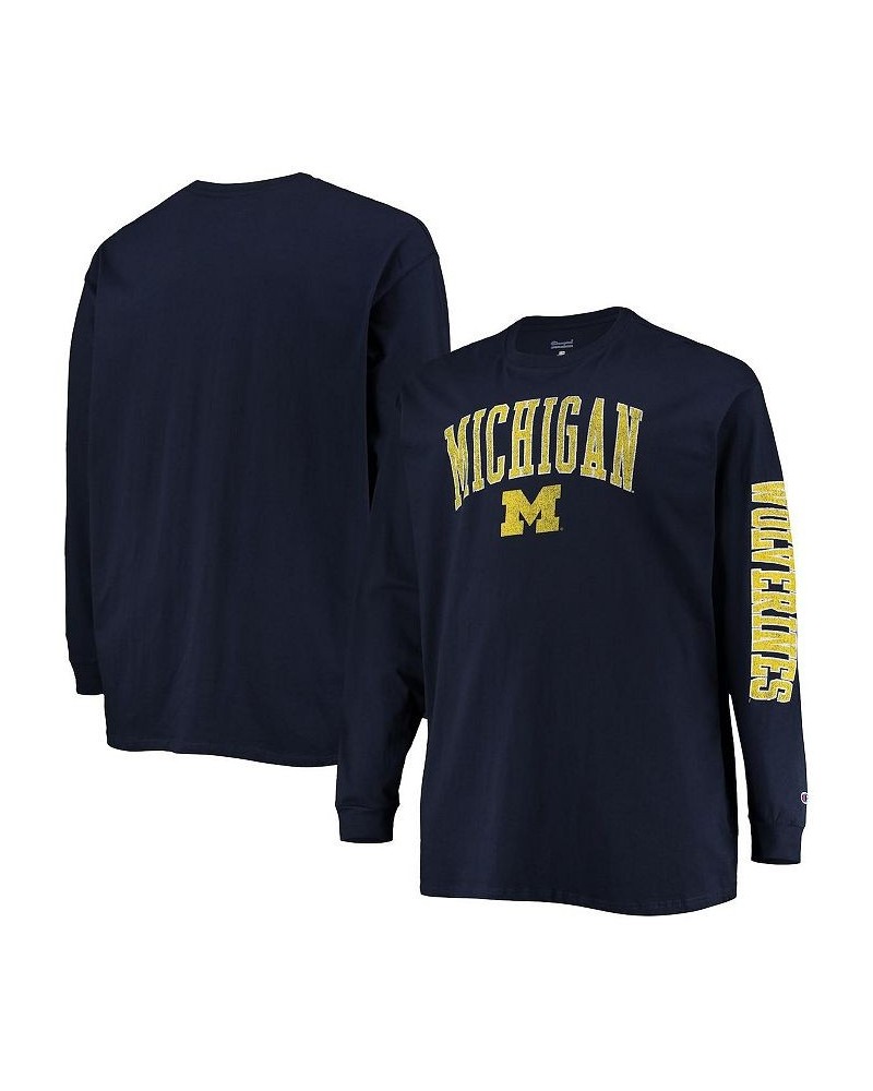 Men's Navy Michigan Wolverines Big and Tall 2-Hit Long Sleeve T-shirt $23.50 T-Shirts