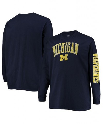 Men's Navy Michigan Wolverines Big and Tall 2-Hit Long Sleeve T-shirt $23.50 T-Shirts