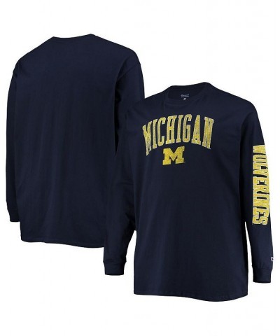 Men's Navy Michigan Wolverines Big and Tall 2-Hit Long Sleeve T-shirt $23.50 T-Shirts