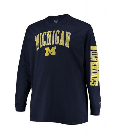 Men's Navy Michigan Wolverines Big and Tall 2-Hit Long Sleeve T-shirt $23.50 T-Shirts