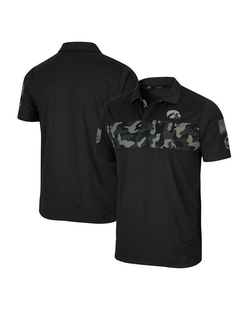 Men's Black Iowa Hawkeyes OHT Military Inspired Appreciation Helo Polo $31.89 Polo Shirts