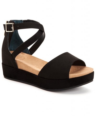 Ellenaa Wedge Sandals Black $43.86 Shoes