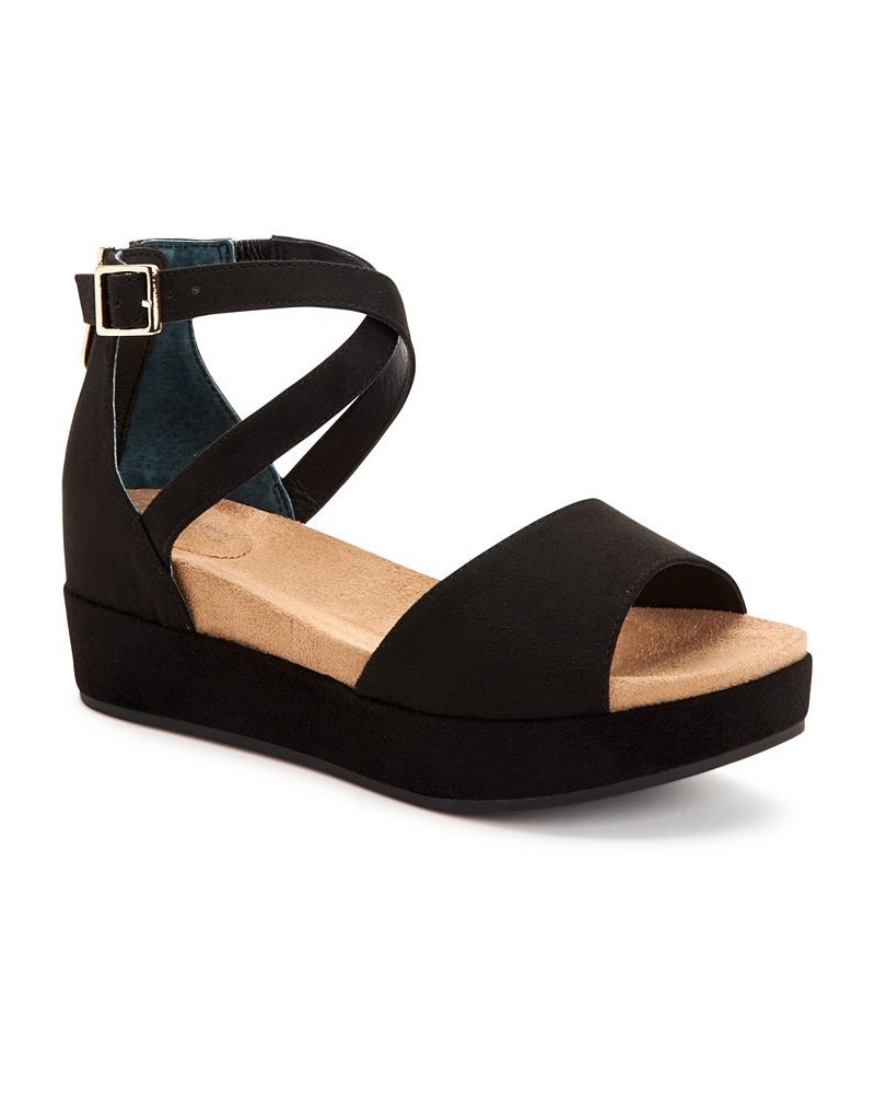 Ellenaa Wedge Sandals Black $43.86 Shoes