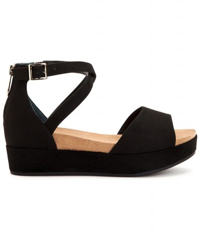 Ellenaa Wedge Sandals Black $43.86 Shoes