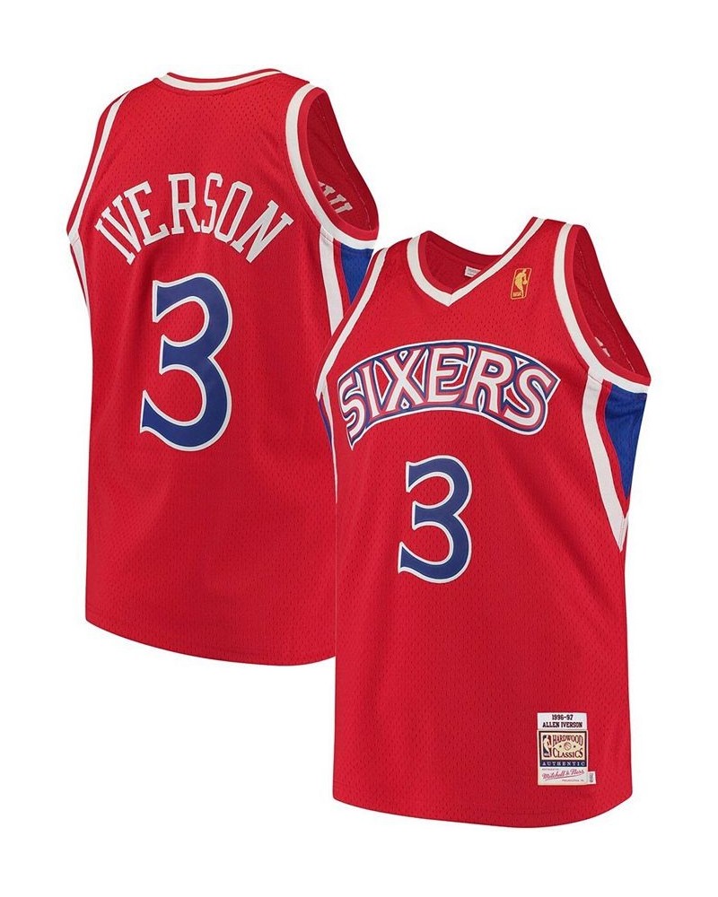 Men's Allen Iverson Red Philadelphia 76ers Hardwood Classics Authentic Jersey $117.80 Jersey