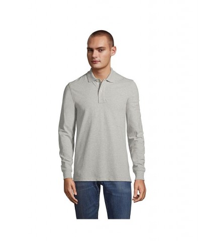 Men's Comfort First Long Sleeve Mesh Polo Gray $27.28 Polo Shirts