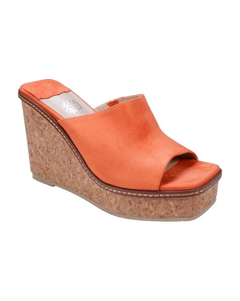 Women's Estela Wedge Sandals Orange $41.59 Shoes