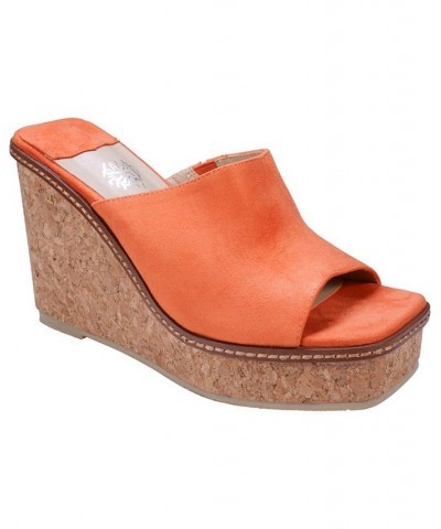 Women's Estela Wedge Sandals Orange $41.59 Shoes