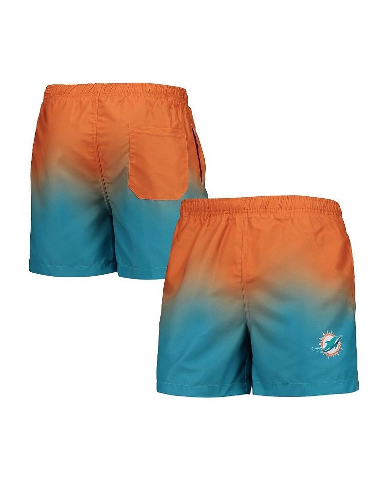 Men's Aqua Miami Dolphins Dip-Dye Swim Shorts $27.03 Swimsuits