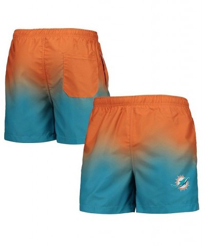 Men's Aqua Miami Dolphins Dip-Dye Swim Shorts $27.03 Swimsuits