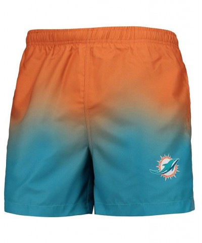 Men's Aqua Miami Dolphins Dip-Dye Swim Shorts $27.03 Swimsuits