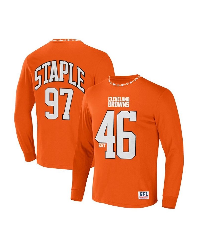 Men's NFL X Staple Orange Cleveland Browns Core Long Sleeve Jersey Style T-shirt $22.09 T-Shirts