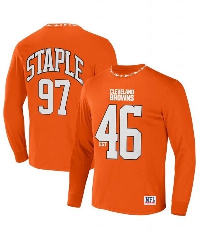 Men's NFL X Staple Orange Cleveland Browns Core Long Sleeve Jersey Style T-shirt $22.09 T-Shirts