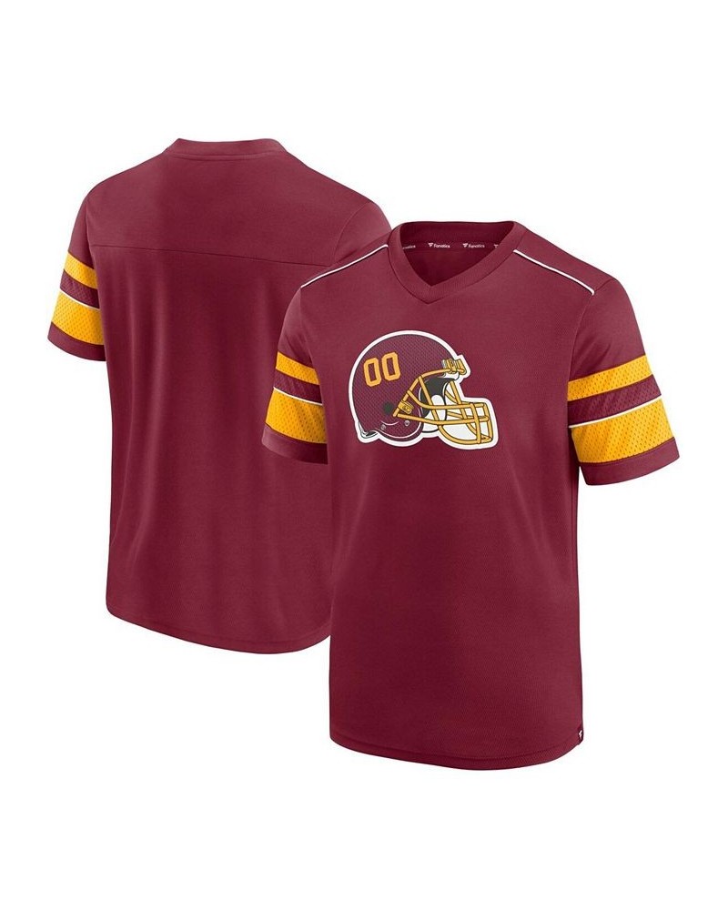 Men's Burgundy Washington Football Team Textured Hashmark V-Neck T-shirt $24.90 T-Shirts