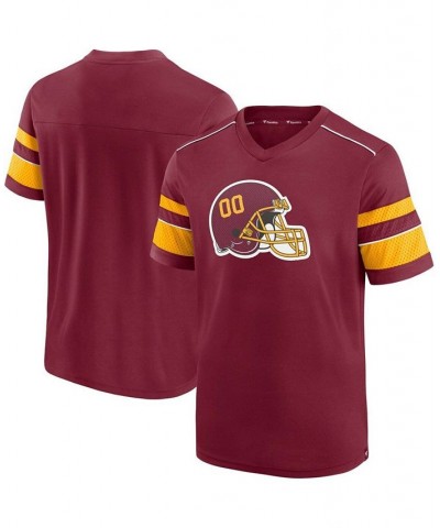 Men's Burgundy Washington Football Team Textured Hashmark V-Neck T-shirt $24.90 T-Shirts