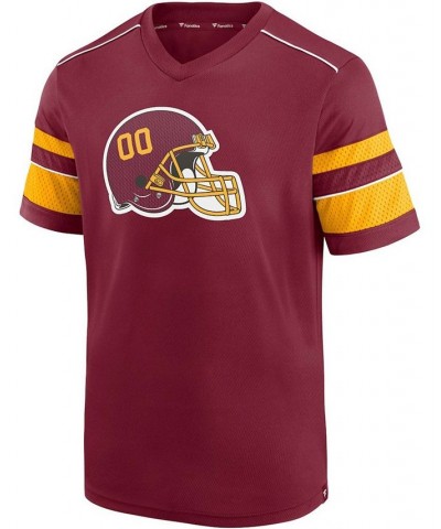 Men's Burgundy Washington Football Team Textured Hashmark V-Neck T-shirt $24.90 T-Shirts