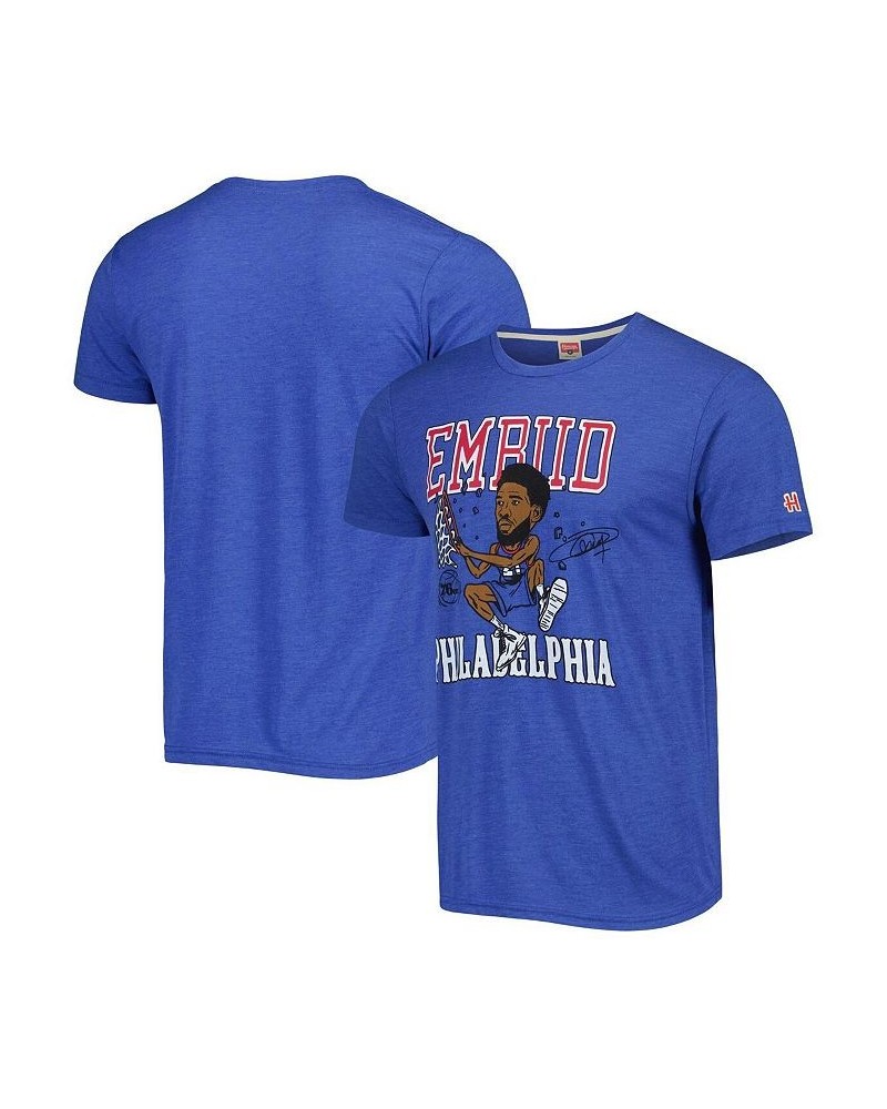 Men's Joel Embiid Royal Philadelphia 76ers Caricature Tri-Blend T-shirt $28.31 T-Shirts