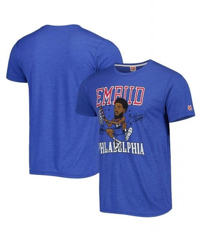 Men's Joel Embiid Royal Philadelphia 76ers Caricature Tri-Blend T-shirt $28.31 T-Shirts