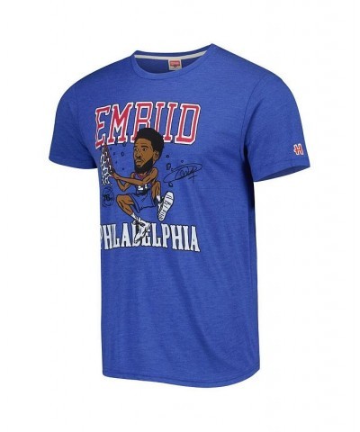 Men's Joel Embiid Royal Philadelphia 76ers Caricature Tri-Blend T-shirt $28.31 T-Shirts