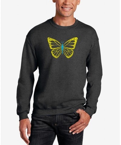 Men's Butterfly Word Art Crew Neck Sweatshirt Gray $29.99 Sweatshirt