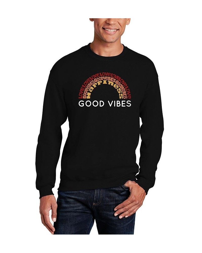 Men's Good Vibes Word Art Crewneck Sweatshirt Black $25.99 Sweatshirt