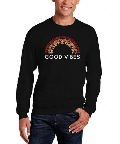 Men's Good Vibes Word Art Crewneck Sweatshirt Black $25.99 Sweatshirt