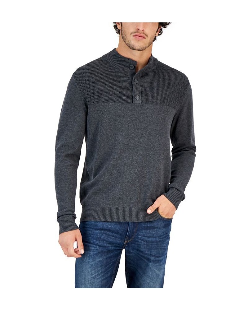 Men's Button Mock Neck Sweater PD02 $16.39 Sweaters