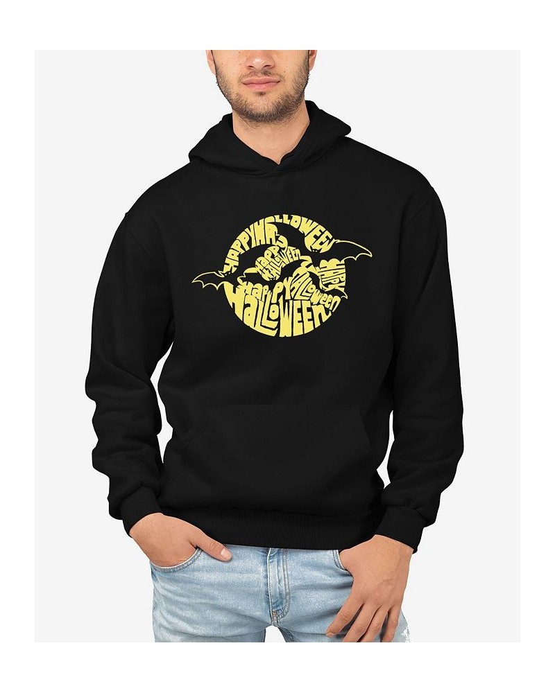 Men's Halloween Bats Word Art Hooded Sweatshirt Black $32.39 Sweatshirt