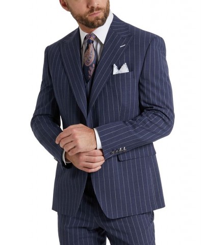 Men's Classic-Fit Pinstripe Suit Jacket Blue $130.50 Suits