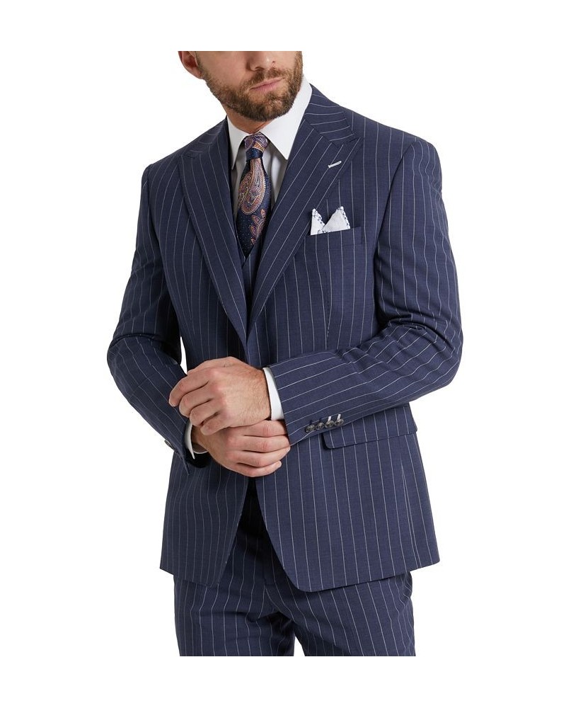 Men's Classic-Fit Pinstripe Suit Jacket Blue $130.50 Suits