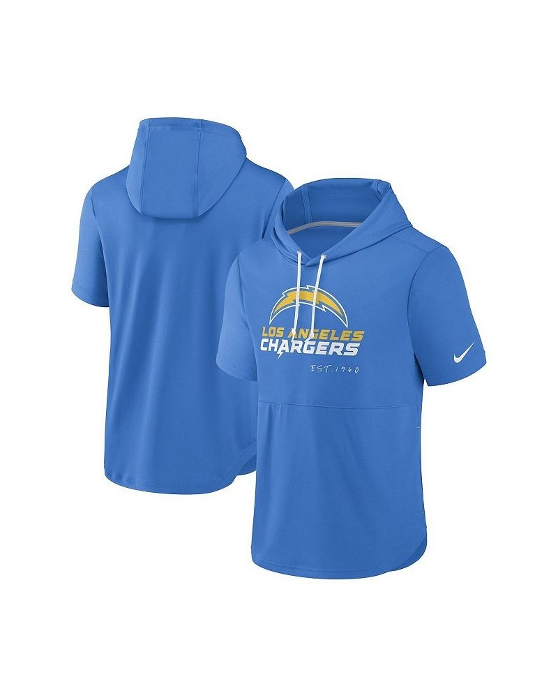 Men's Powder Blue Los Angeles Chargers Short Sleeve Pullover Hoodie $32.90 Sweatshirt