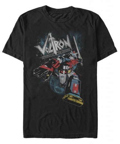 Voltron Defender of the Universe Men's Poster Short Sleeve T-Shirt Black $14.35 T-Shirts