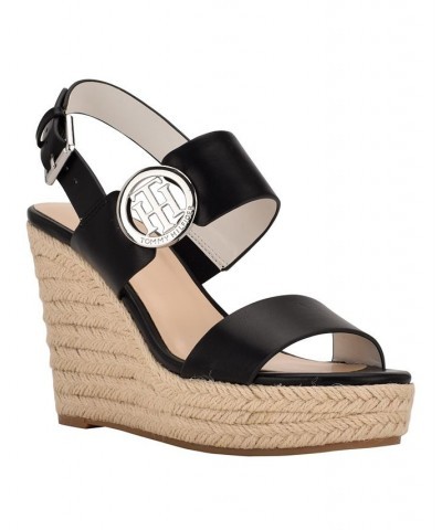 Women's Kahdy Logo Wedge Sandals Black $38.27 Shoes