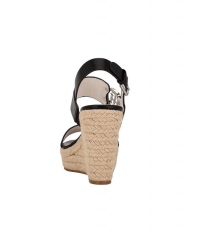 Women's Kahdy Logo Wedge Sandals Black $38.27 Shoes